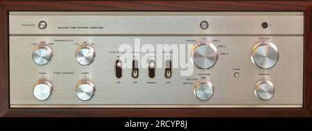 Hi-Fi Stereo Vacuum Tube Preamplifier Control Panel Stock Photo