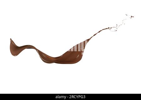 liquid splash chocolate wave, isolated on white Stock Photo