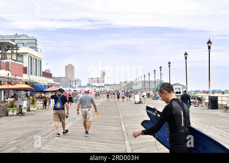 A view of a boardwalk on a normal summer day. Stock Photo