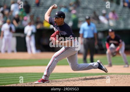 Minnesota Twins relief pitcher Jhoan Duran (59) celebrates with catcher  Christian Vazquez (8) after defeating the Houston Astros 9-6 in a baseball  game, Saturday, April 8, 2023, in Minneapolis. (AP Photo/Stacy Bengs Stock  Photo - Alamy