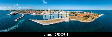 Aerial view of Kronborg castle with ramparts, ravelin guarding the entrance to the Baltic Sea Stock Photo