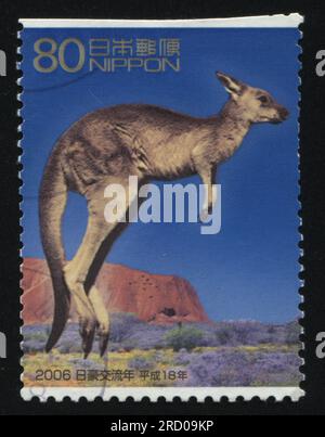 RUSSIA KALININGRAD, 22 APRIL 2016: stamp printed by Japan shows kangaroo, circa 2012 Stock Photo