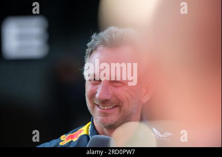 Silverstone, UK - Friday 7th July 2023 - FORMULA 1 ARAMCO BRITISH GRAND PRIX 2023 - CHRISTIAN HORNER (UNITED KINGDOM)  - Oracle Red Bull Racing Team Stock Photo