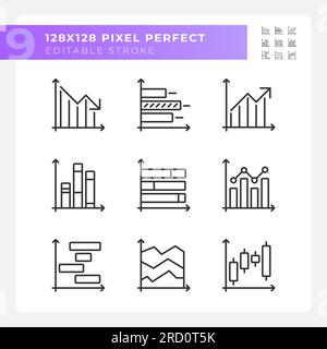Trend charts linear icons set for dark, light mode Stock Vector Image ...