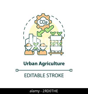 Thin line editable urban agriculture icon concept Stock Vector