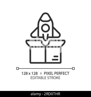 2D customizable product launch linear icon Stock Vector