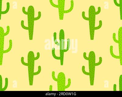 Cactus seamless pattern. Desert cactus Carnegiea. Green cactuses with dots in a modern style. Large mexican empty cacti. Design for banners and poster Stock Vector