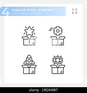 Editable black product management icons set Stock Vector