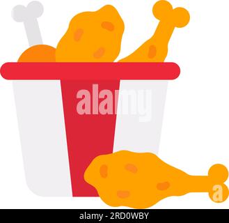Chicken Piece Bucket Icon Image. Stock Vector