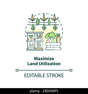 Thin line editable maximize land utilization icon concept Stock Vector