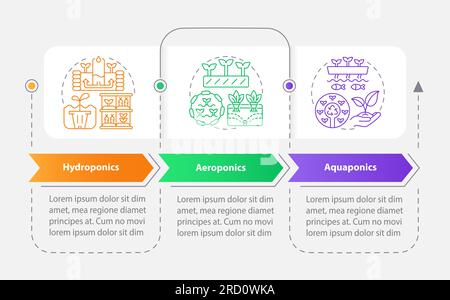 Types of vertical farming layout with linear icons Stock Vector