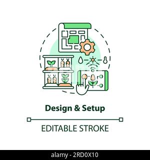 Thin line editable design and setup icon concept Stock Vector