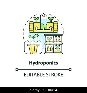 Thin line editable hydroponics icon concept Stock Vector