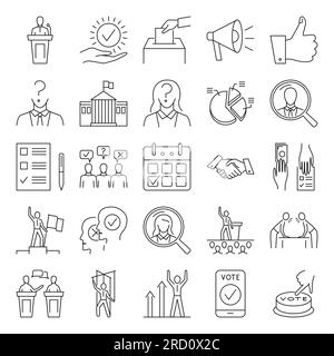 Candidate icon set in thin line outline style and linear vector sign ...