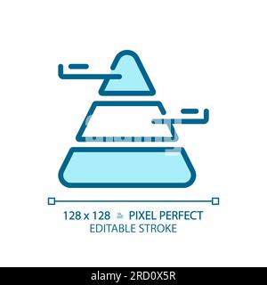 Pyramid chart light blue icon Stock Vector