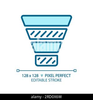 Funnel chart light blue icon Stock Vector