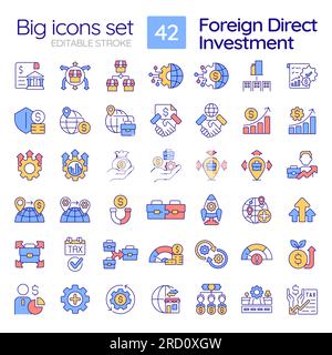 Set of customizable thin line icon for FDI Stock Vector