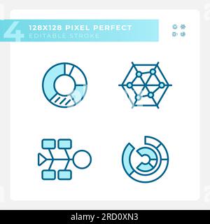Competitor analysis light blue icons Stock Vector