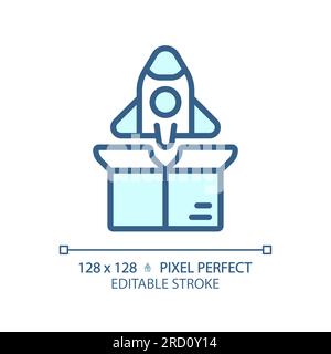 2D customizable product launch linear icon Stock Vector
