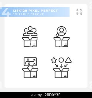 Editable pixel perfect product management icons set Stock Vector