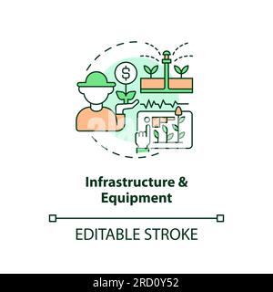 Thin line editable infrastructure and equipment icon concept Stock Vector