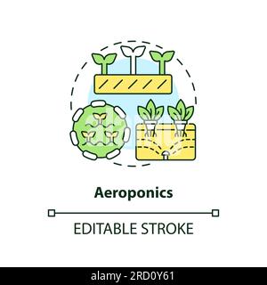 Thin line editable aeroponics icon concept Stock Vector