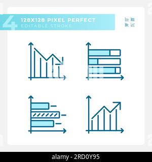 Business performance light blue icons Stock Vector