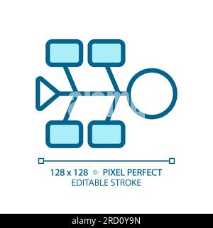 Fishbone diagram light blue icon Stock Vector