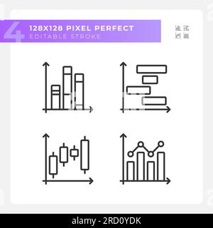 Stock market linear icons set Stock Vector