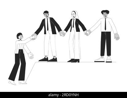Supportive business team bw concept vector spot illustration Stock Vector