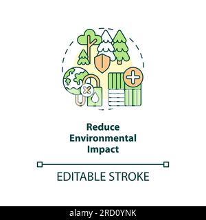 Thin line editable reduce environmental impact icon concept Stock Vector