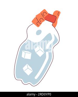 Water bottle holding semi flat color vector character hand Stock Vector