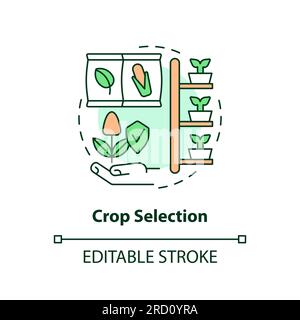 Thin line editable crop selection icon concept Stock Vector
