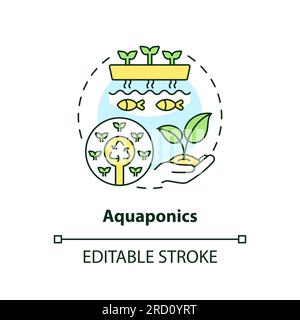 Thin line editable aquaponics icon concept Stock Vector