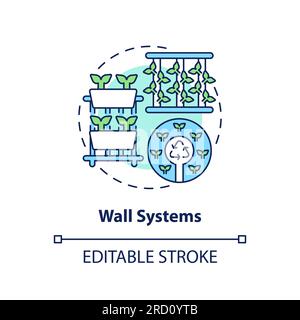 Thin line editable wall systems icon concept Stock Vector