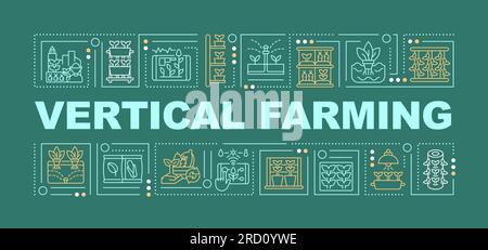 Vertical farming text with linear icons Stock Vector