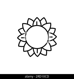 Thin line vector outline icon of a sunflower flower on a white background isolated with editable stroke Stock Vector