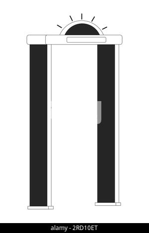 Security gate with flashing light flat monochrome isolated vector object Stock Vector