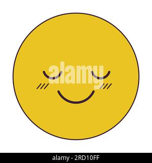 Feeling delighted emoji flat line color isolated vector icon Stock Vector