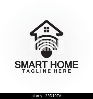 Smart Home Tech  signal wifi wireless Logo Vector design template Stock Vector