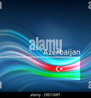Azerbaijan flag background. Abstract azerbaijani in blue sky. National holiday card design. State banner, azerbaijan poster, patriotic cover, flyer Stock Vector