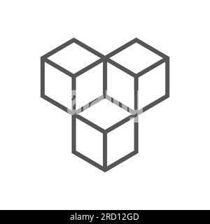 Geometric 3D object optical illusion. Vector illustration, 3D cube idea Stock Vector