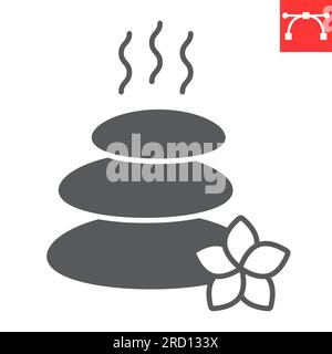 Hot stone massage glyph icon, SPA and beauty salon, spa stones vector icon, vector graphics, editable stroke solid sign, eps 10. Stock Vector