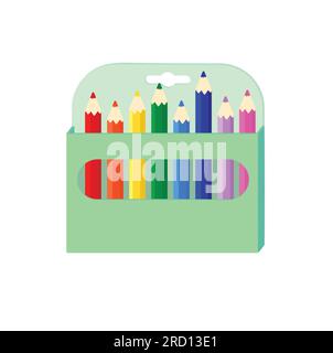 Colored pencils vector isolated on white background. Color pencils illustration in flat style. Element for Back to school concept. Stock Vector