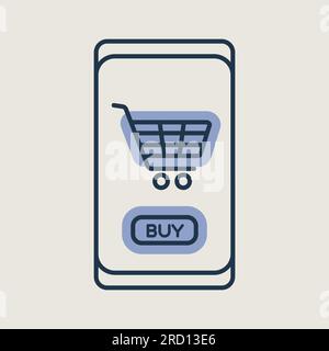 Mobile phone shopping or online shopping with cart vector isolated icon. E-commerce sign. Graph symbol for your web site design, logo, app, UI Stock Vector