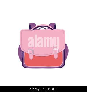 School bag flat color illustration vector isolated on white background. Item for back to school concept. Backpack. Stock Vector