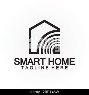Smart Home Tech  signal wifi wireless Logo Vector design template Stock Vector