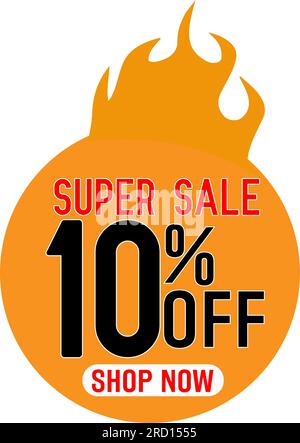 Super Sale poster, banner. Big sale, clearance. 10% off. Vector illustration. Stock Vector