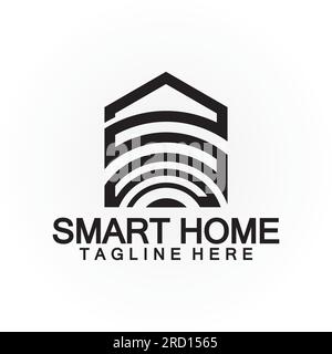 Smart Home Tech  signal wifi wireless Logo Vector design template Stock Vector