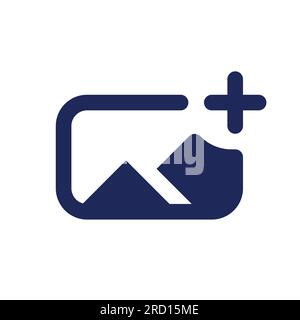 Add image black pixel perfect solid ui icon Stock Vector